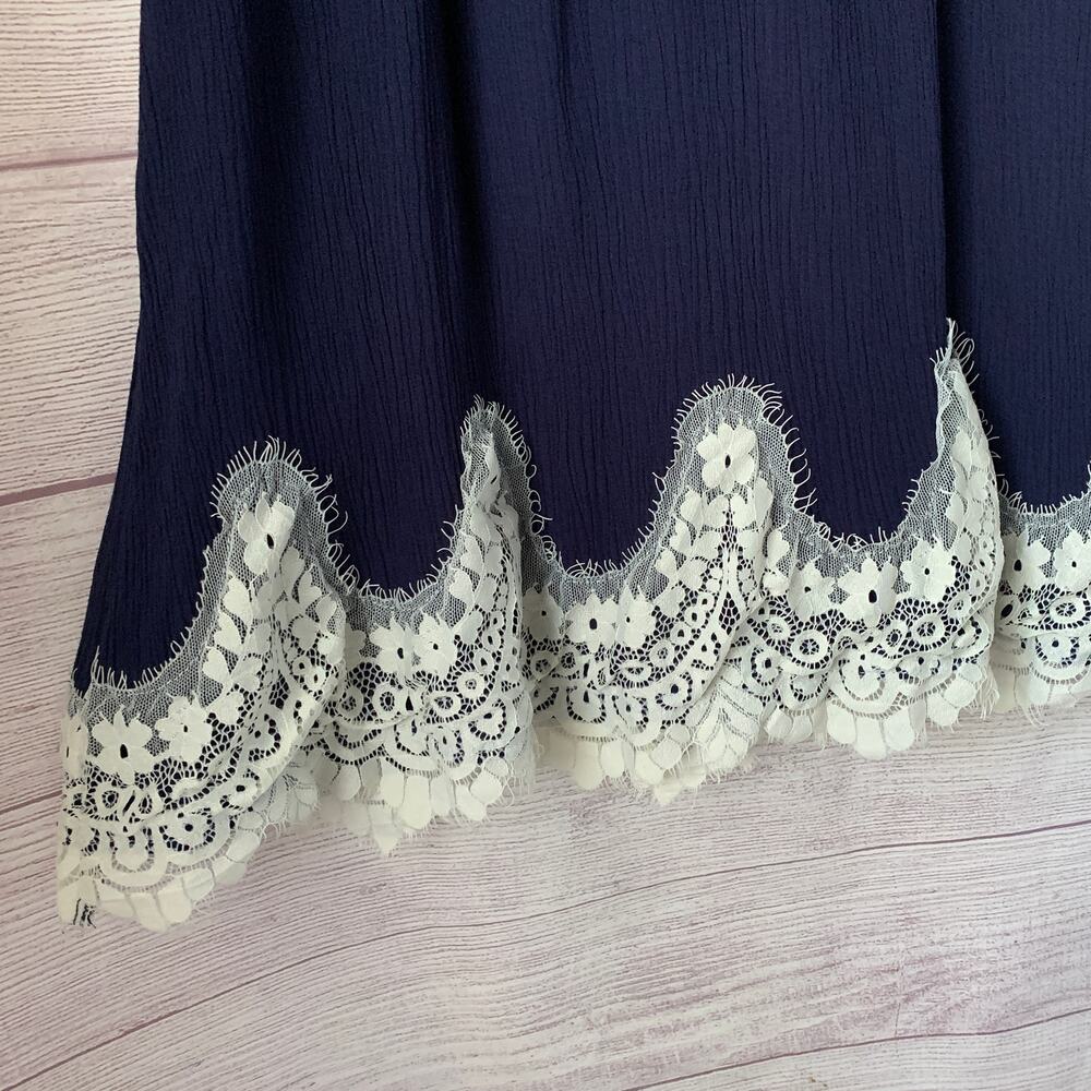Umgee Navy Blue and Cream Lace Tunic Swing Dress Sleeveless Size XL - Picture 15 of 16